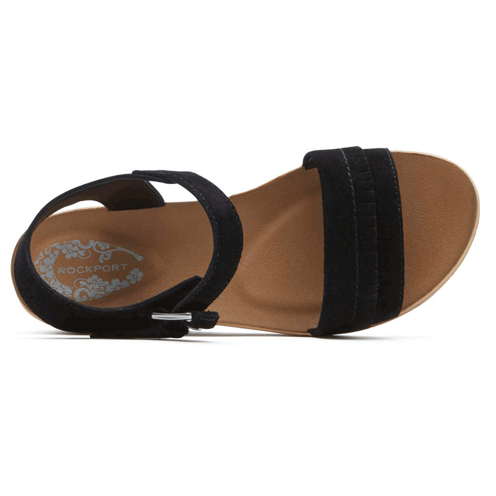 Rockport Sandals For Womens Black - Weekend Casuals Lanea Quarter-Strap - MV8062379